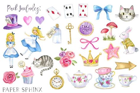 Alice In Wonderland Clipart Set Alice In Wonderland Clipart Alice In