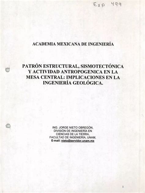 Patrón estructural sismotectónica y actividad antropogenica en la mesa