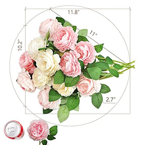 SnailGarden 12 Head Artificial Peony Flowers 3 Colors Silk Peony