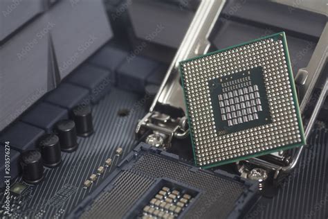 Intel LGA 1151 Cpu Socket On Motherboard Computer PC With Cpu Processor