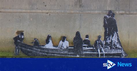 Banksy Style Mural Of Small Boat Surfaces Under Inverness Friars