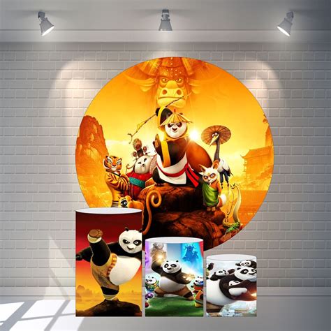 Painel Redondo Capas De Cilindro Em Lona Festa Kung Fu Panda Shopee