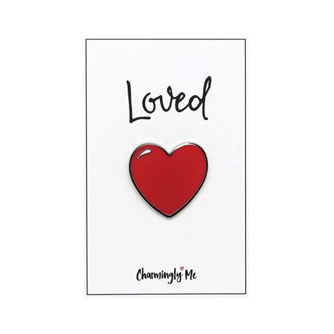 Heart Enamel Pin On Loved T Message Card Etsy