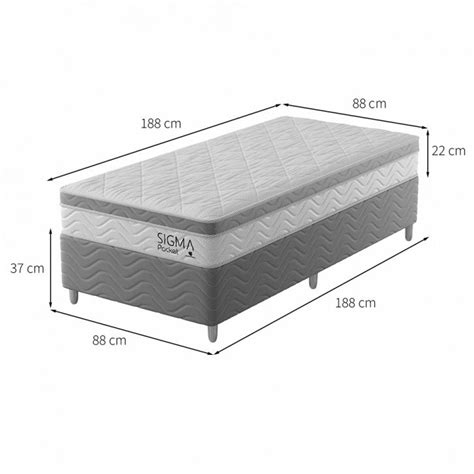 Cama Box Colchão Solteiro Sigma Molas Ensacadas 22x88x188 Branco