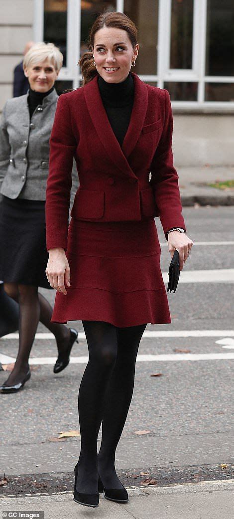 Kate Steps Out In A Recycled Burgundy Skirt Suit To Visit Ucl Kate