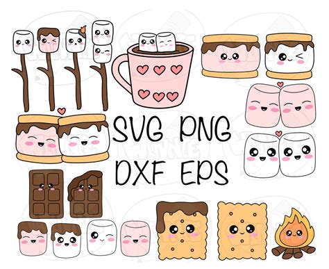 Cute Smores Clipart Svg Smores Printable Sticker Campfire Smore Svg