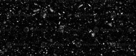 Falling Snow Flakes Flying Dust Particles On A Black Background