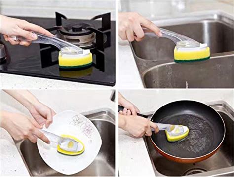 Beaverve Dish Scrubber With Soap Dispenser Heavy Duty Dish Brush With