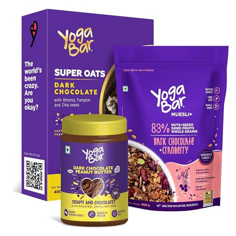 Yogabar Chocolatey Breakfast Combo Dark Chocolate Muesli 400g Dark