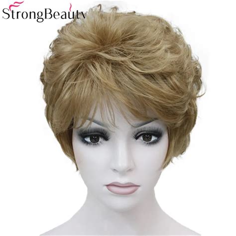 Strongbeauty Fake Synthetic Hair Lady Short Curly Wigs For Women Many Color For Choose In