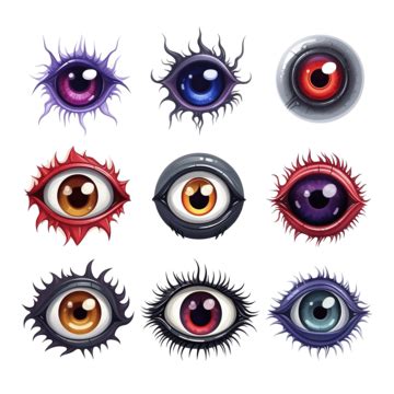 Creepy Eye Illustrations Set, Halloween Scary Eyeball Collection, Scary ...