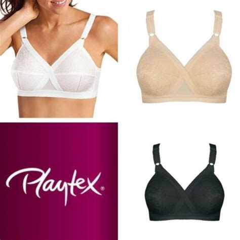 Playtex P0556 Cross Your Heart Non Wired Bra Black White Or Peach Skin