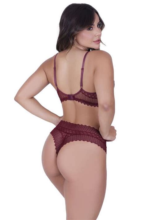 Comprar Conjunto Lingerie em Renda Calcinha e Sutiã sem Bojo Samara