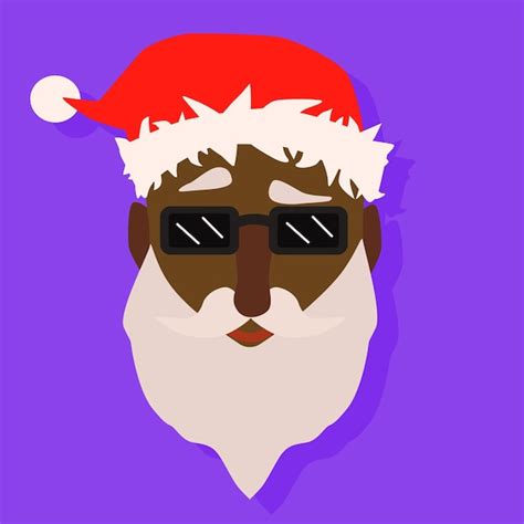 Cabeza De Pap Noel De Piel Negra Con Gafas De Sol Empinado Viejo