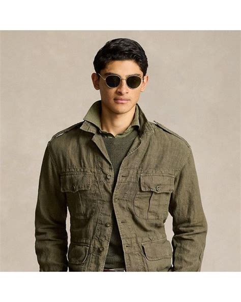 Ralph Lauren Garment Dyed Linen Utility Overshirt In Green For Men Lyst