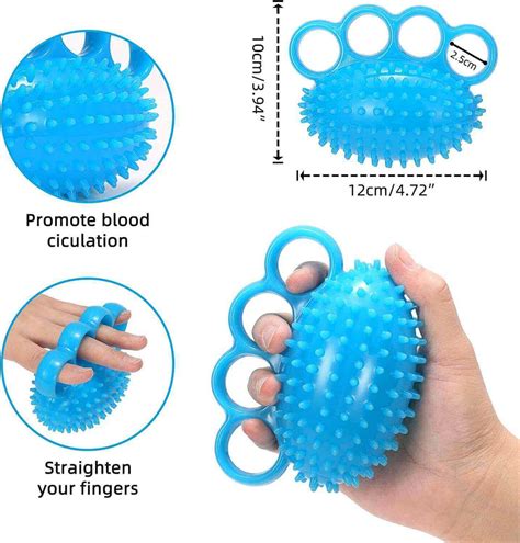 Spiky Exercise Ball with 4 Finger Loops & Spiky Rubber Ball for Physio