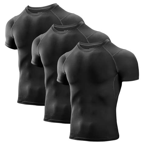 Men S Compression Shirts 3 Pack Short Sleeve Athletic Compression Tops Cool Dry Workout T Shirt