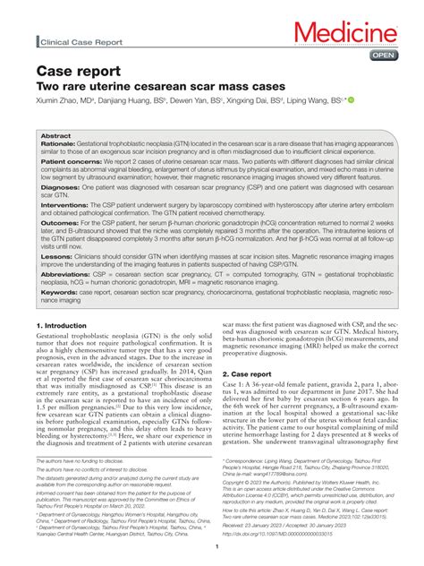 Pdf Case Report Two Rare Uterine Cesarean Scar Mass Cases