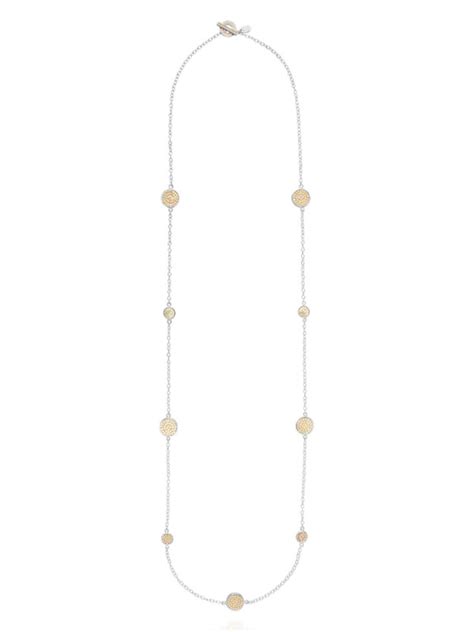 Anna Beck Classic Long Multi Disc Station Necklace Gold And Silver