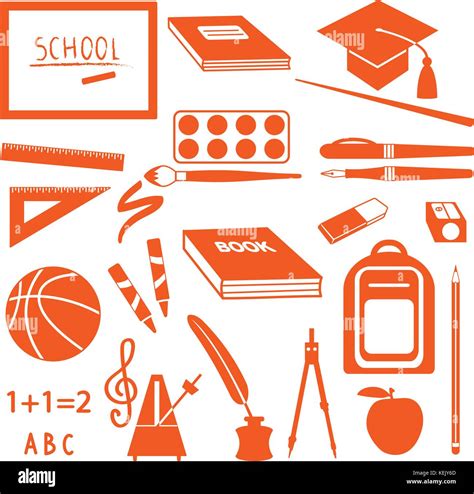 School Symbols And Supplies Vector Icons Stock Vector Image And Art Alamy