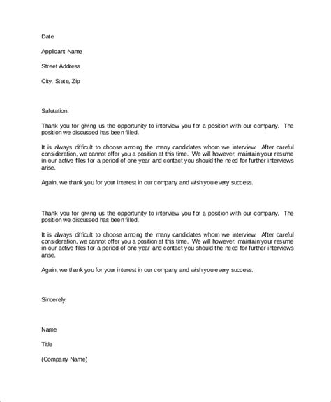 Rejection Letter Template Resume Letter