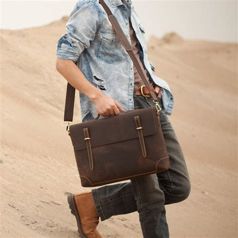 Handmade Leather Men S Satchel Laptop Bag IUCN Water