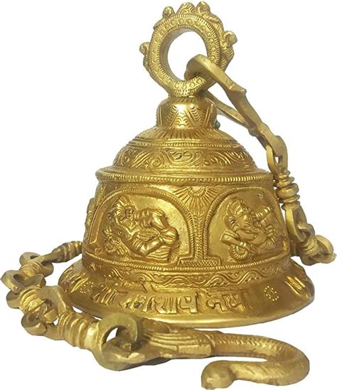 Purpledip Brass Temple Hanging Bell 5 Ganeshas Rare Collection