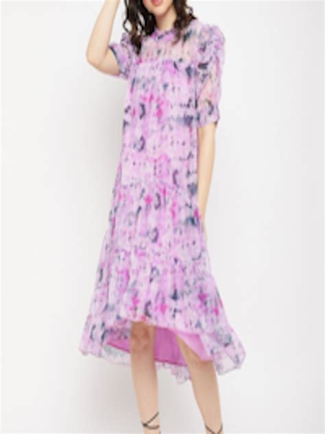 Buy Antheaa Floral Printed Tiered Puff Sleeves A Line Midi Dress