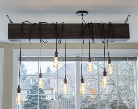 Hand Hewn Reclaimed Barn Wood Beam Light Fixture Chandelier Etsy