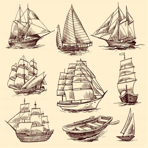 Navios E Barcos Esboçar Conjunto Pirate ship drawing Boat sketch