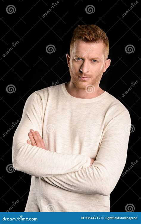 Portrait Of Handsome Redhead Man With Crossed Arms Stock Image Image