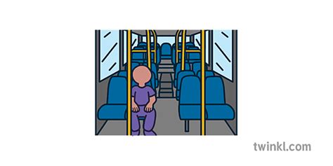 Sym Sitting On Bus Colour Illustration Twinkl