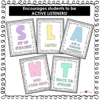 SLANT Posters Active Listening In The Classroom Classroom Listening