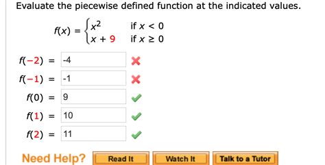 Solved Evaluate The Piecewise Defined Function At The