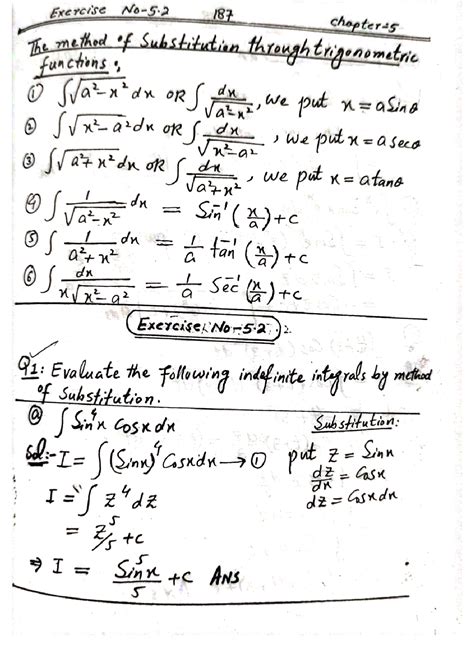 SOLUTION Indefinite Integral By Substitution Class 12 Fsc Studypool