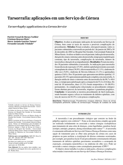 (PDF) Tarsorrhaphy: Applications in a Cornea Service