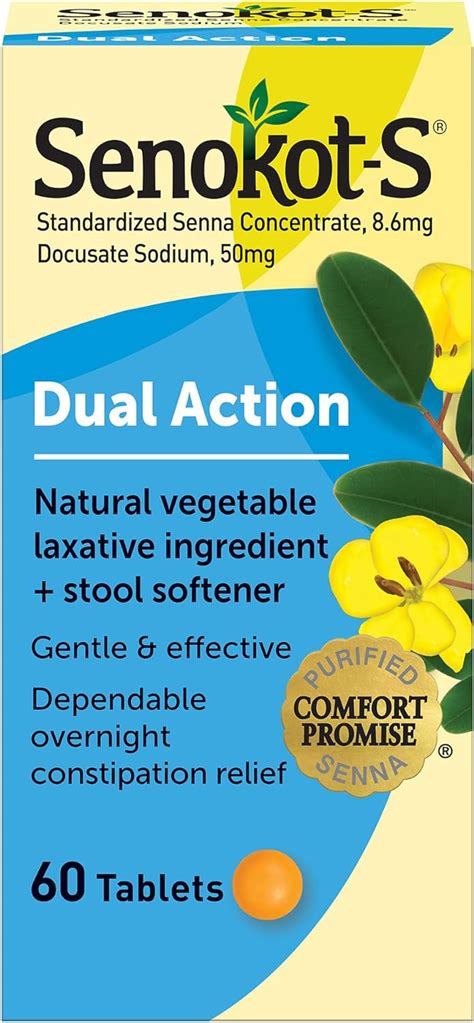 Senokot S Dual Action Natural Vegetable Laxative Ingredient Plus Stool