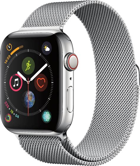 Best Buy Apple Watch Series 4 Gps Cellular 44mm Stainless Steel Case With Milanese Loop