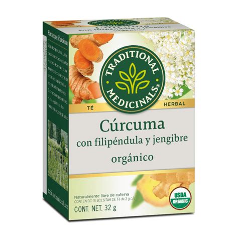 Traditional Medicinals Té Orgánico de Cúrcuma con Filipéndula y Jengibre