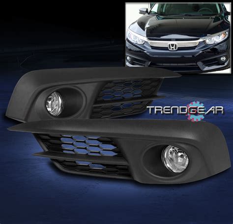 Honda Civic Dr Bumper Chrome Fog Lights Lamp W Bezel