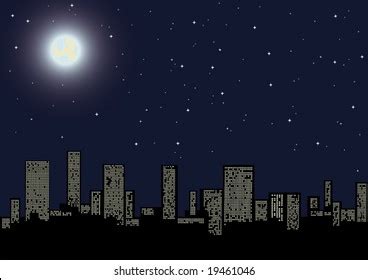 Night City Vector Illustration Dark Urban Stock Vector Royalty Free