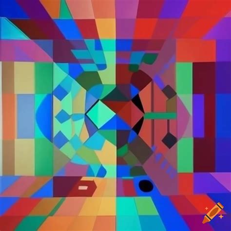 Geometric Surrealistic Artwork By Victor Vasarely On Craiyon