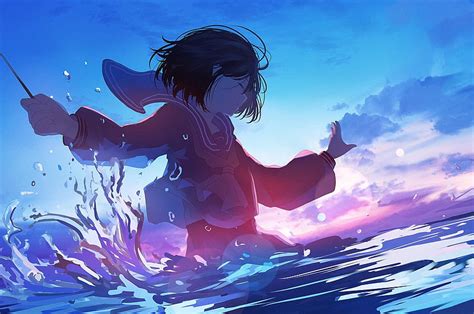 2560x1700 Anime Girl Ocean Swimming Closed Eyes Anime Girl Swimming