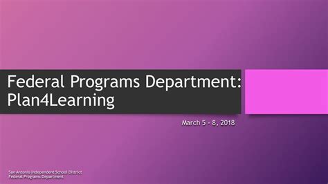 Federal Programs Department Plan4learning Ppt Download