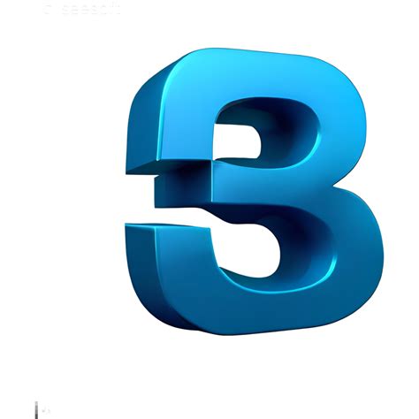 3D Blue Number Three 24680131 PNG