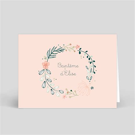 Marque place baptême Couronne de fleurs Popcarte