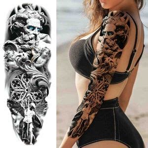 Extra Large Full Arm Waterproof Temporary Tattoos 8 Sheets And Half Arm