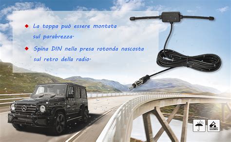 Eightwood FM Antenna Universale Autoradio Amplificata Interna