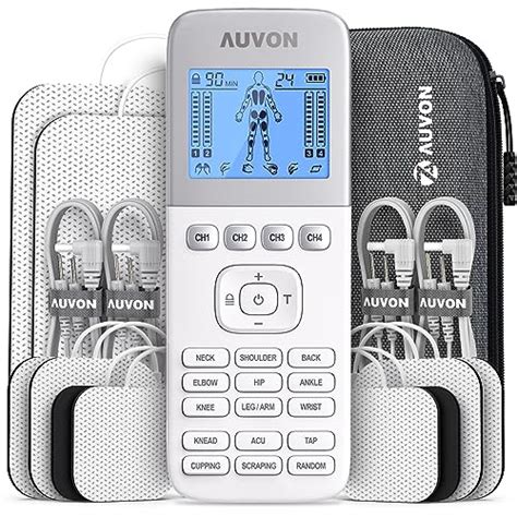 AUVON 4 Outputs TENS Unit 24 Modes Muscle Stimulator With EVA Travel