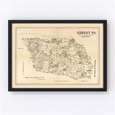 Vintage Map Of Shelby County Texas By Ted S Vintage Art